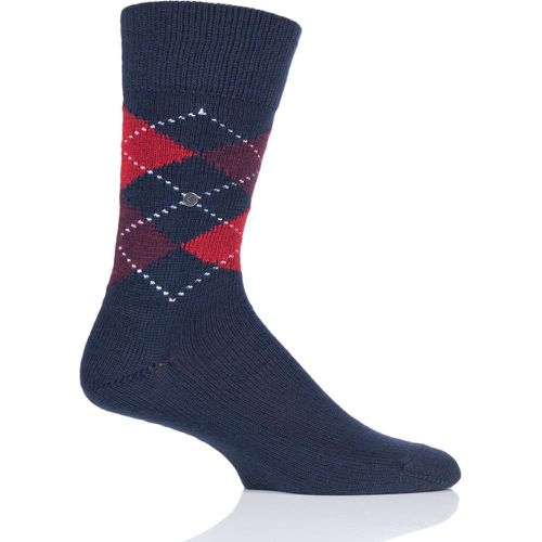 Pair Navy / Red Preston Extra Soft Feeling Argyle Socks Men's 6.5-11 Mens - Burlington - Modalova
