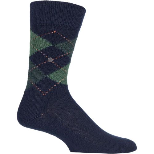 Pair Navy / Green Preston Extra Soft Feeling Argyle Socks Men's 6.5-11 Mens - Burlington - Modalova