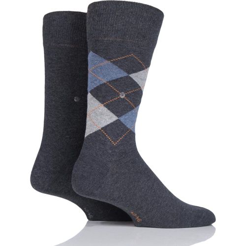 Pair Charcoal Everyday Plain and Argyle Cotton Socks Men's 6.5-11 Mens - Burlington - Modalova