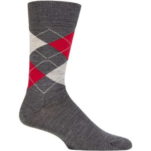 Mens 1 Pair Edinburgh Virgin Wool Argyle Socks / Red 6.5-11 Mens - Burlington - Modalova