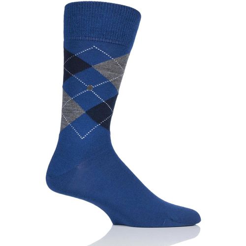 Pair Navy / Black Edinburgh Virgin Wool Argyle Socks Men's 11-14 Mens - Burlington - Modalova
