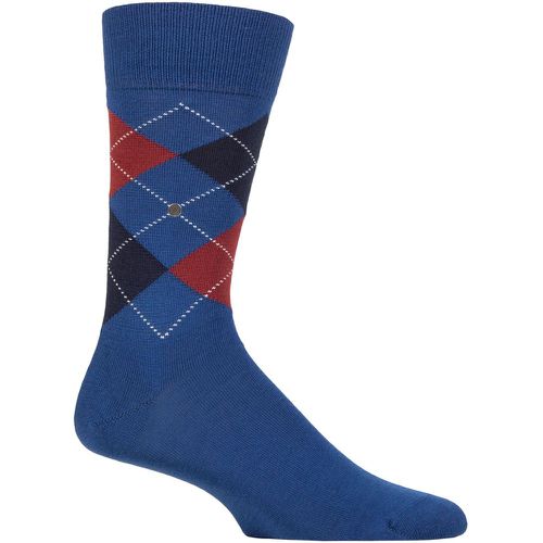 Mens 1 Pair Edinburgh Virgin Wool Argyle Socks / Navy / Red 6.5-11 Mens - Burlington - Modalova