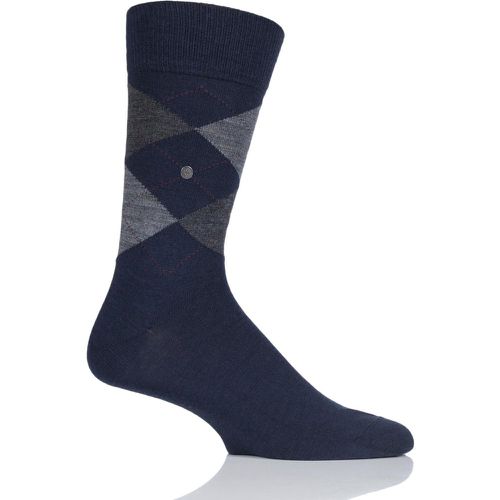 Pair Navy Edinburgh Virgin Wool Argyle Socks Men's 6.5-11 Mens - Burlington - Modalova