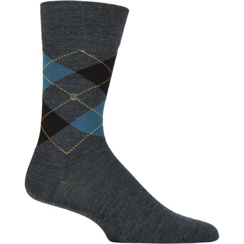 Mens 1 Pair Edinburgh Virgin Wool Argyle Socks Quiet Green 6.5-11 Mens - Burlington - Modalova