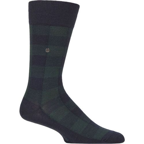 Mens 1 Pair Burlington We Care Buffalo Check Virgin Wool Socks Navy 6.5-11 Mens - SockShop - Modalova