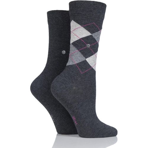 Pair Black / Grey Everyday Mix Plain and Argyle Cotton Socks Ladies 2.5-6.5 Ladies - Burlington - Modalova