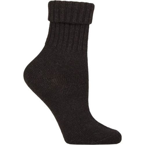 Women's 1 Pair Plymouth Virgin Wool Turn Over Top Socks Anthracite Melange 3.5-7 Ladies - Burlington - Modalova