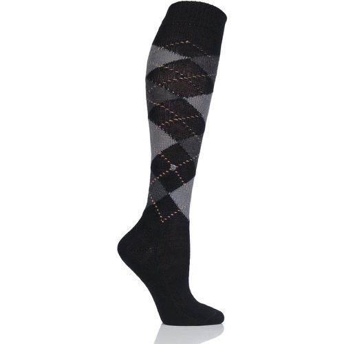Pair / Grey / Light Grey Whitby Extra Soft Argyle Knee High Socks Ladies 3.5-7 Ladies - Burlington - Modalova