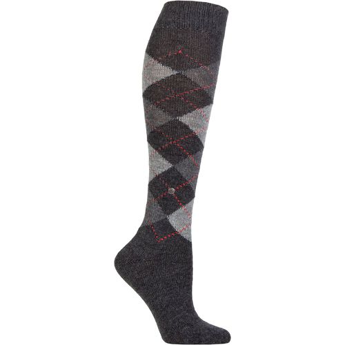 Women's 1 Pair Whitby Extra Soft Argyle Knee High Socks Charcoal 3.5-7 Ladies - Burlington - Modalova