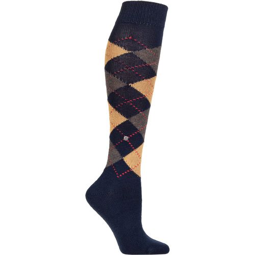 Women's 1 Pair Whitby Extra Soft Argyle Knee High Socks Navy 36-41 - Burlington - Modalova