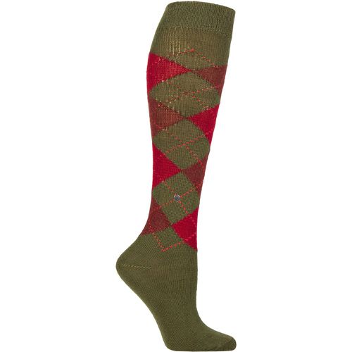 Women's 1 Pair Whitby Extra Soft Argyle Knee High Socks / Red 3.5-7 Ladies - Burlington - Modalova