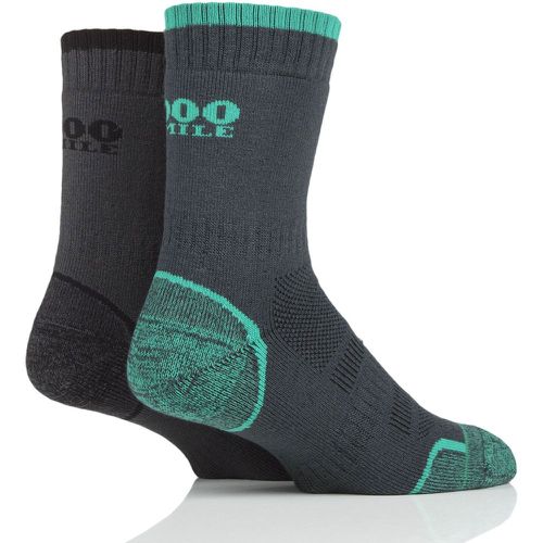 Mens and Ladies 2 Pair Single Layer Walking Socks Emerald/Charcoal 12-14 Mens - 1000 Mile - Modalova