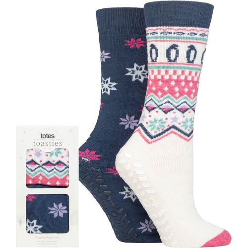 Ladies 2 Pair Originals Slipper Socks Penguin Fairisle 4-8 Ladies - Totes - Modalova