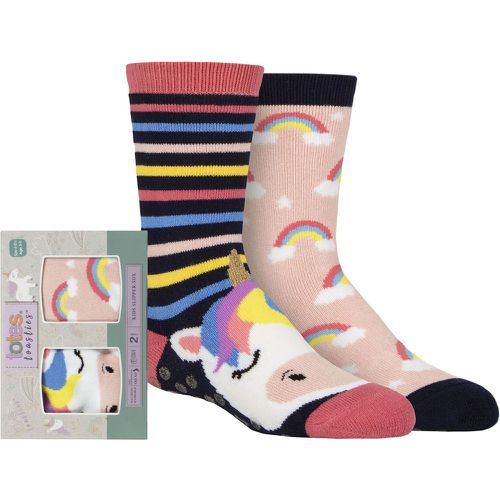 Girls 2 Pair Totes Tots Originals Novelty Slipper Socks Unicorn 2-3 Years - SockShop - Modalova