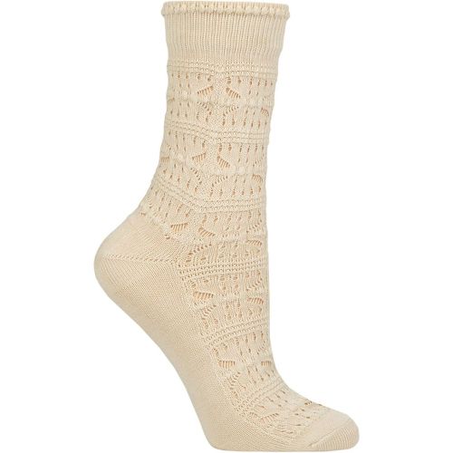 Ladies 1 Pair Falke Granny Square Bamboo Socks Off White 2.5-5 Ladies - SockShop - Modalova