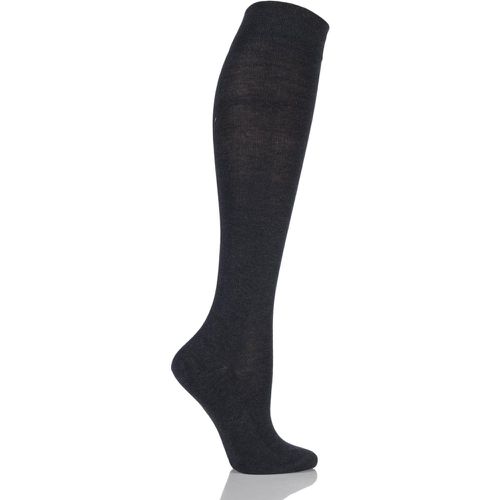 Pair Anthracite Sensitive London Left and Right Comfort Cuff Cotton Knee High Socks Ladies 2.5-5 Ladies - Falke - Modalova