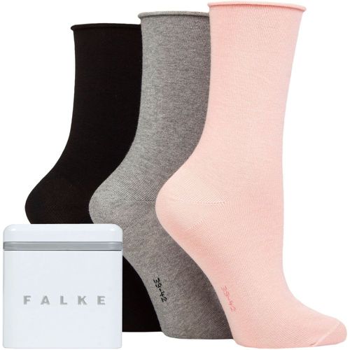 Ladies 3 Pair Happy Box Gift Boxed Socks Black / Grey / Pink 5.5-8 - Falke - Modalova