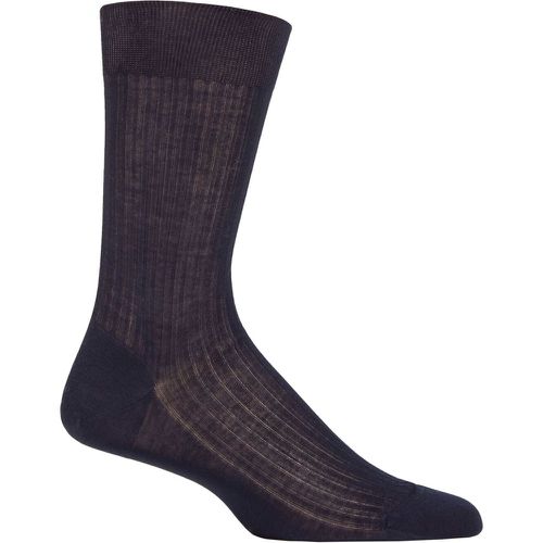 Mens 1 Pair Vale 100% Cotton Tailored Ribbed Plain Socks Navy 6.5-7.5 Mens - Pantherella - Modalova