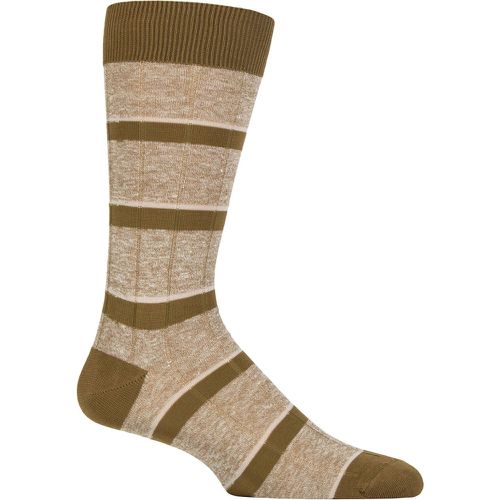 Mens 1 Pair Pantherella Samarkand Linen Blend Striped Ribbed Socks Hessian 10-12 Mens - SockShop - Modalova