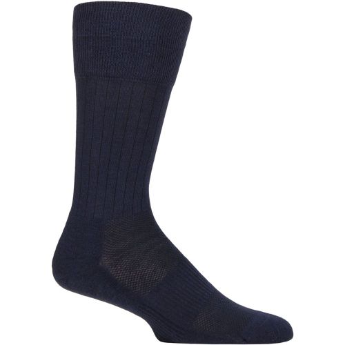 Mens 1 Pair Finchley Cushioned Foot and Comfort Top Cotton and Wool Thermoregulating Socks Navy 7.5-9.5 Mens - Pantherella - Modalova