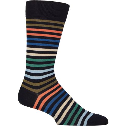 Mens 1 Pair Kilburn Striped Cotton Lisle Socks Navy 7.5-9.5 Mens - Pantherella - Modalova