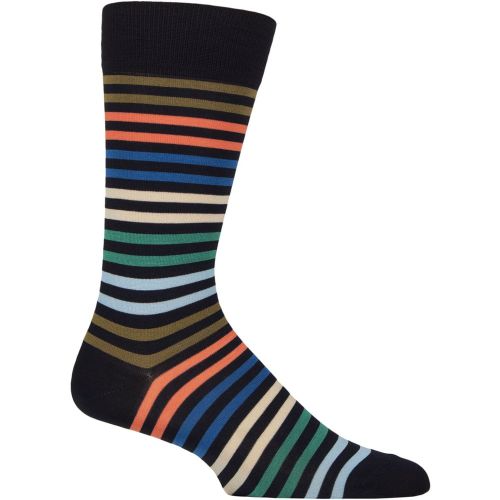 Mens 1 Pair Pantherella Kilburn Striped Cotton Lisle Socks Navy 7.5-9.5 Mens - SockShop - Modalova