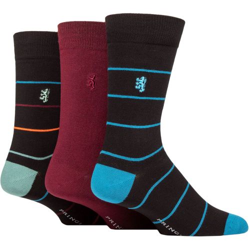 Mens 3 Pair Label Bamboo Patterned, Argyle and Striped Socks Small Stripes 7-11 Mens - Pringle - Modalova