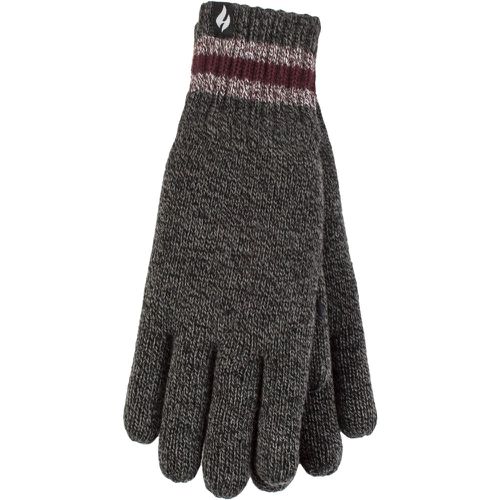 Mens 1 Pack SOCKSHOP Cedar Stripe Cuff Gloves Charcoal L/XL - Heat Holders - Modalova