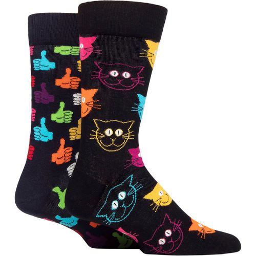 Mens and Ladies 2 Pair Classic Cat Socks Multi 7.5-11.5 Unisex - Happy Socks - Modalova