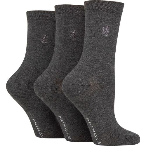 Women's 3 Pair Black Label Plain Bamboo Socks Charcoal 4-8 Ladies - Pringle - Modalova