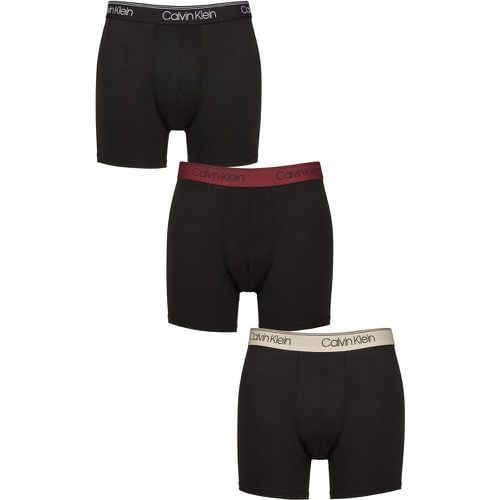 Mens 3 Pack Calvin Klein Microfiber Stretch Classic Fit Boxer Briefs / Syrah / Cocoon L - SockShop - Modalova