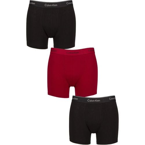 Mens 3 Pack Calvin Klein Extra Soft Cotton Stretch Boxer Briefs Black / Red S - SockShop - Modalova