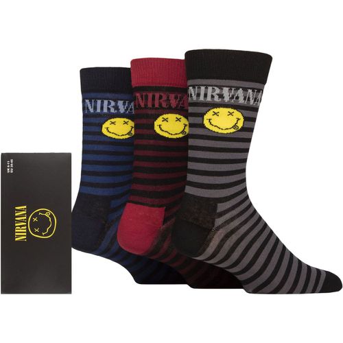Music Collection 3 Pair Nirvana Gift Boxed Cotton Socks Smiley Stripes One Size - SockShop - Modalova