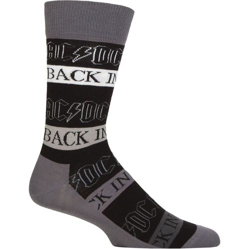 Music Collection 1 Pair AC/DC Cotton Socks Back In Black One Size - SockShop - Modalova
