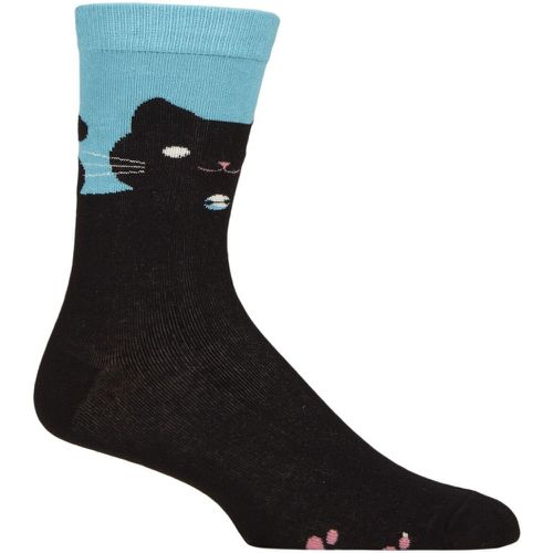 Mens and Women's 1 Pair Shared Earth Fair Trade Black Cat Bamboo Socks Black Cat UK 3-7 - SockShop - Modalova