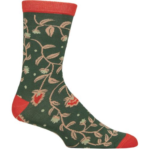 Mens and Women's 1 Pair Shared Earth Fair Trade Indian Inspired Bamboo Socks Red Flowers UK 3-7 - SockShop - Modalova