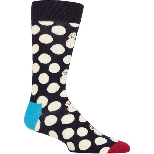 Mens and Ladies 1 Pair Big Dot Snowman Socks Navy 4-7 Unisex - Happy Socks - Modalova