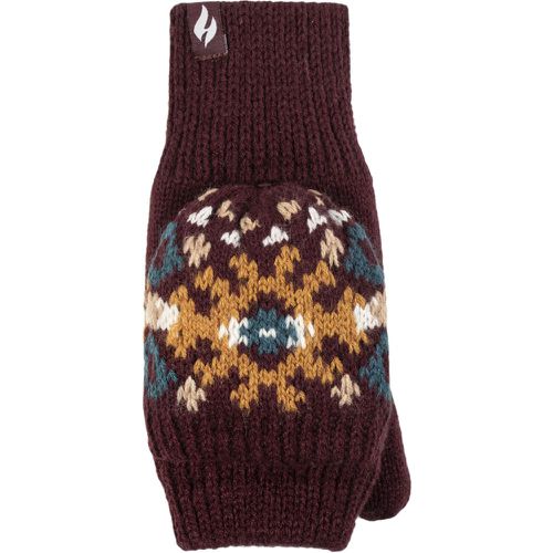 Women's 1 Pack SOCKSHOP Heather Patterned Converter Mittens Wine One Size - Heat Holders - Modalova