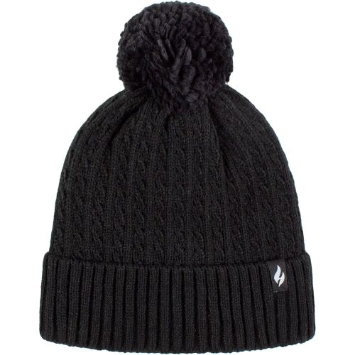 Women's 1 Pack Ellery Cable Turnover Cuff Pom Pom Hat One Size - Heat Holders - Modalova