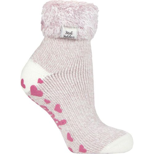 Ladies 1 Pair Lounge Feather Turn Over Cuff Socks Mauve Twist 4-8 - Heat Holders - Modalova