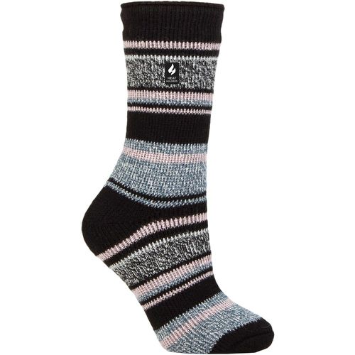 Ladies 1 Pair SOCKSHOP 2.3 TOG Patterned Thermal Socks Calanda Multi Stripe / Dusted Pink 4-8 - Heat Holders - Modalova