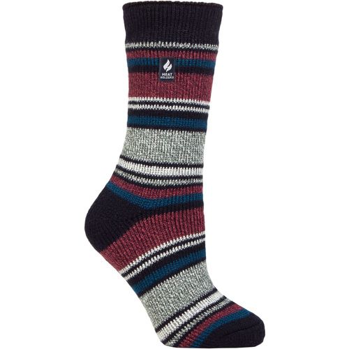 Women's 1 Pair SOCKSHOP 2.3 TOG Patterned Thermal Socks Geneva Multi Stripe Navy Cabernet 4-8 - Heat Holders - Modalova