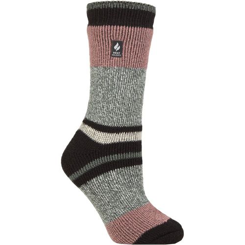 Women's 1 Pair SOCKSHOP 2.3 TOG Patterned Thermal Socks Nia Charcoal / Ice Sage 4-8 - Heat Holders - Modalova