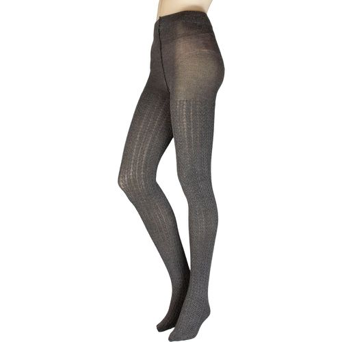 Ladies 1 Pair Chunky Cable Knit Tights Charcoal M-L - Charnos - Modalova