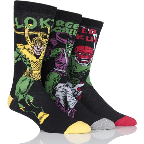 Pair Marvel Villains Green Goblin, Red Skull and Loki Cotton Socks Men's 6-11 Mens - Film & TV Characters - Modalova