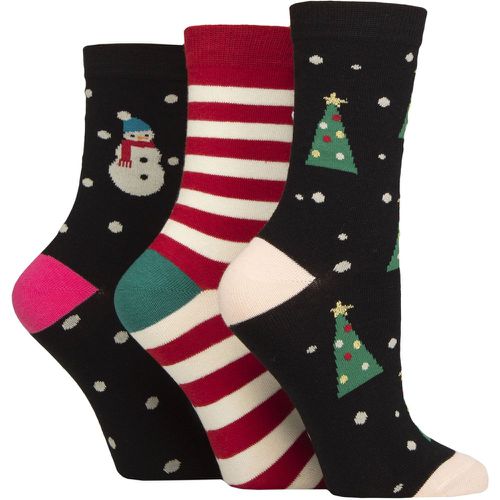 Ladies 3 Pair Christmas Patterned Cotton Socks Tree 4-8 - Caroline Gardner - Modalova