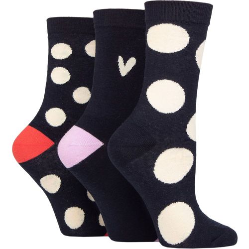 Ladies 3 Pair Patterned Cotton Socks Navy Spots 4-8 Ladies - Caroline Gardner - Modalova