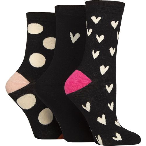Ladies 3 Pair Caroline Gardner Patterned Cotton Socks Mini Hearts / Spots 4-8 - SockShop - Modalova