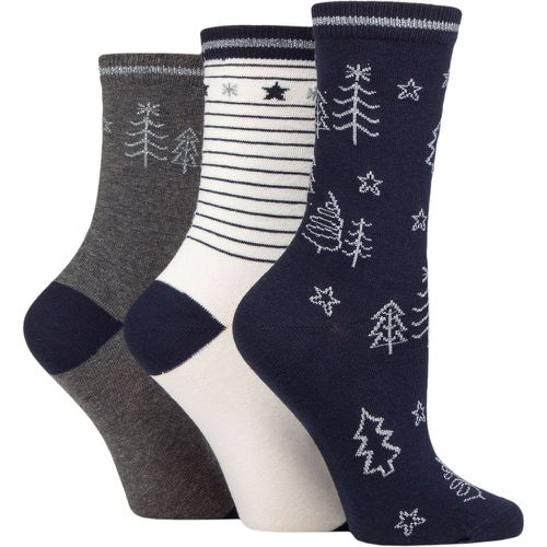 Ladies 3 Pair Christmas Tree Socks Navy One Size - Charnos - Modalova