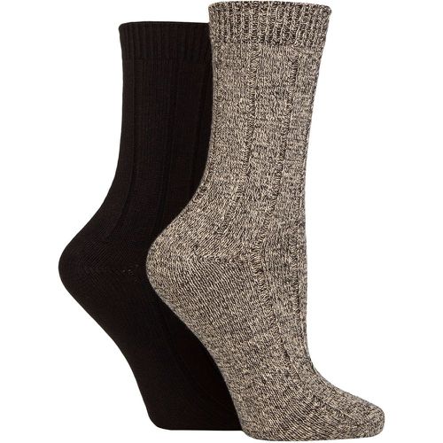 Women's 2 Pair Cosy Bamboo Socks Black / Beige One Size - Charnos - Modalova